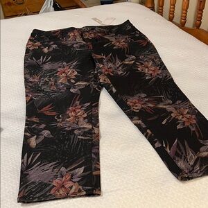 Chico’s Floral Print Black Pants